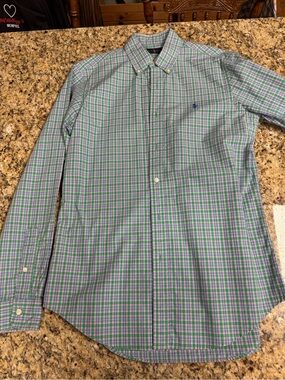 Ralph Lauren Green & Blue Plaid Button-Down Dress Shirt